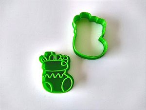 Cortador de Biscoito Meia Natal com Carimbo