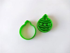Cortador de Biscoito Bola de Natal com Carimbo