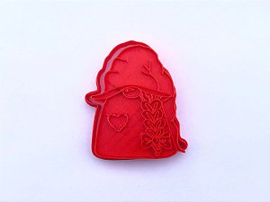 Cortador de Biscoito Duende de Trança com Carimbo
