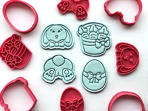 Kit Cortador de Biscoito Coelho da Páscoa