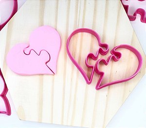 Cortador de Bolacha coração quebra-cabeça