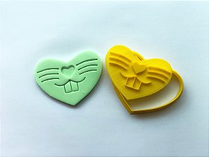 Cortador de Biscoito Focinho Coelho da Páscoa Coração