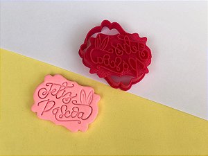 Cortador de Biscoito com carimbo Feliz Páscoa Orelha