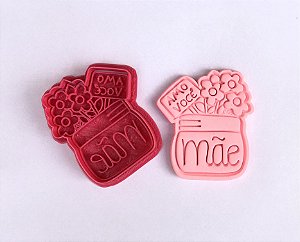 Cortador de Biscoito pote de flor dia das mães