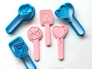 Kit cortador de biscoito stick coração