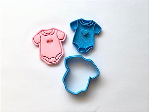 Cortador de biscoito body baby com carimbo