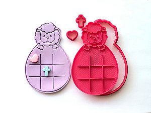 Cortador de biscoito cordeiro jogo da velha