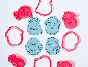 Kit Cortadores com Carimbo Coelho Ovinhos