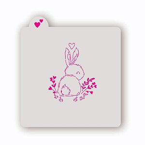 Estêncil Coelho com raminhos