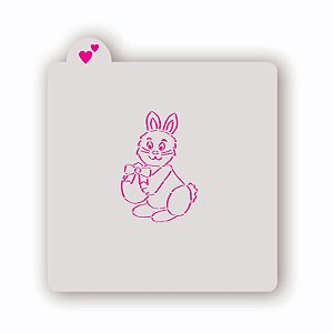 Estêncil Coelho Segurando Ovo de Páscoa