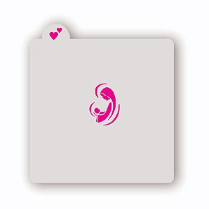 Estêncil Mãe com Bebê nas mãos