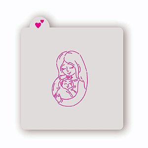 Estêncil Mãe com Filho no Colo