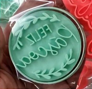 Cortador de bolacha feliz Páscoa redondo