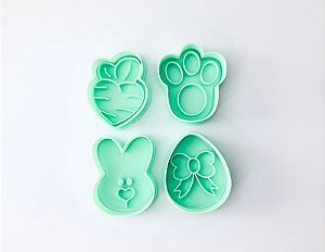 Kit Cortadores de Biscoito Reguinha com carimbo