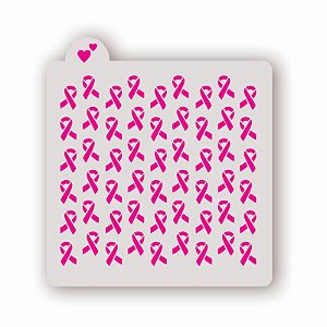 Estêncil Fundo Laço Outubro Rosa