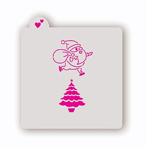 Estêncil Papai Noel e Árvore