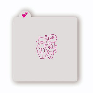Estêncil Mamãe Urso com filhote
