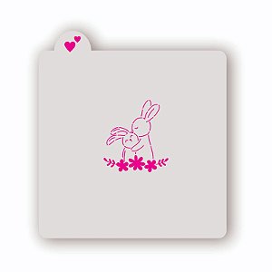 Estêncil Mãe Coelho com filhote