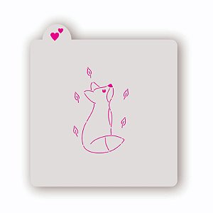 Estêncil Raposa Com Folhas