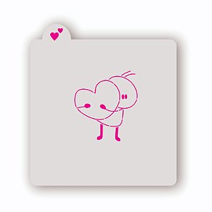 Estêncil Bonequinho com Coração