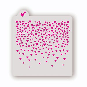 Estêncil Chuva de Corações
