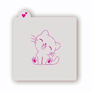 Estêncil Gatinho Sorrindo