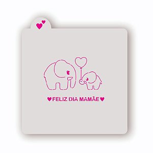 Estêncil Feliz Dia Mamãe Elefantinho