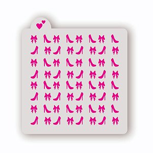 Estêncil Fundo Laços e sapatos Barbie