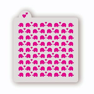 Estêncil Fundo Casal Elefantinhos