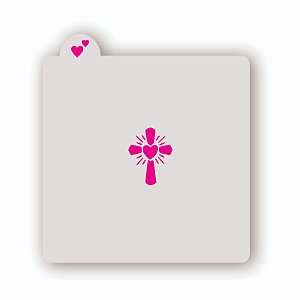 Estêncil Cruz com Coração