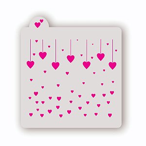 Estêncil Fundo Chuva de Corações 2