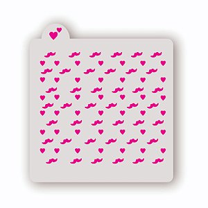 Estêncil Fundo Bigodinhos com Coração