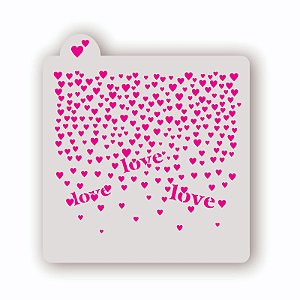 Estêncil Fundo Chuva de Corações Love