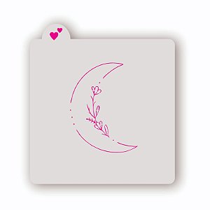 Estêncil Lua com Flor