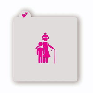 Estêncil Silhueta Vó com Neto