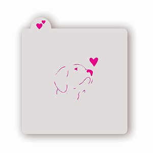 Estêncil Cachorro com coração