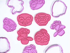 Kit cortadores de biscoito avós xícara flor