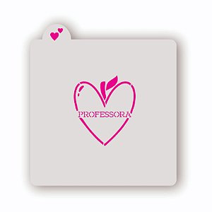 Estêncil Professora Coração Maçã