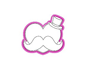 Cortador de Biscoito Coração bigode e chapéu