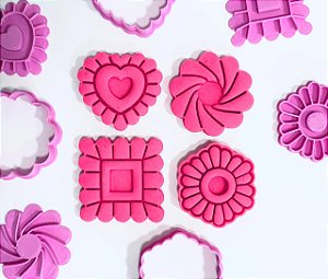 Kit Cortadores biscoito Linzer com carimbo