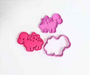 Cortador de Biscoito dinossauro com carimbo