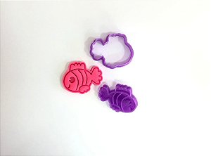 Cortador de Biscoito peixe com carimbo