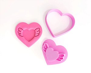 Cortador de Biscoito Linzer coração asas