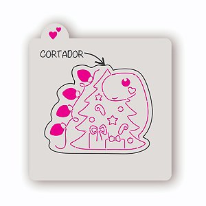 Dino de Natal com Árvore para Pintar