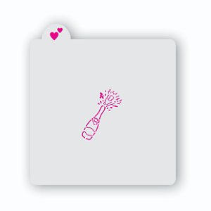 Estêncil garrafa champagne brinde