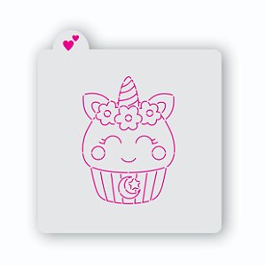 Estêncil Cupcake de unicórnio