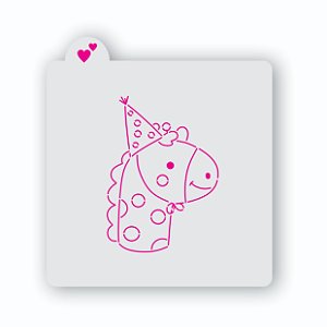 Estêncil girafa com chapéu de festa