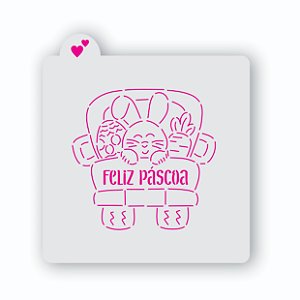 Estêncil Coelho Carro 10cm