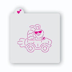 Estêncil Coelho Carro Cenoura