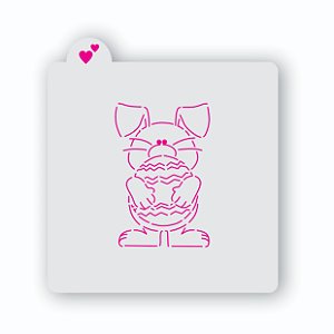 Estêncil Coelho Segurando um Ovo